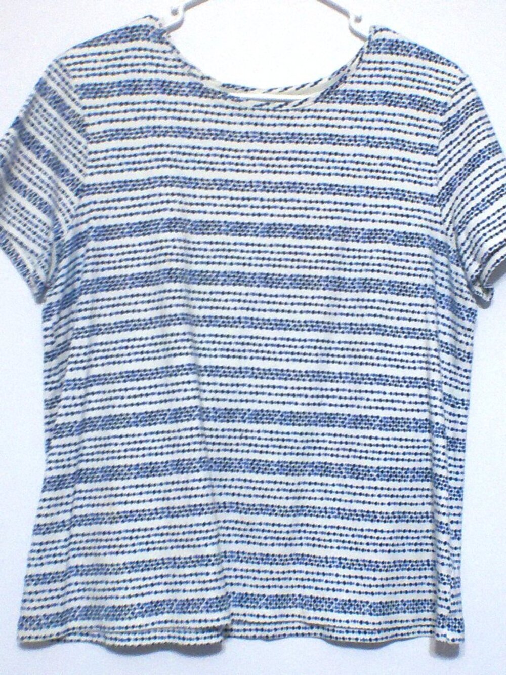 Croft & Barrow Classic Tee XL Blue White Striped 100% Cotton Short Sleeve